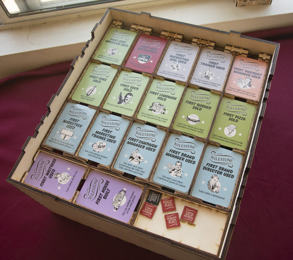 Food Chain Magnate + Ketchup Expansion (with Milestones cards) Full Wooden Storage Solution - The Nifty Organizer