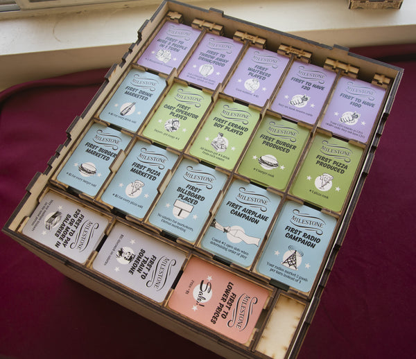 Food Chain Magnate + Ketchup Expansion (with Milestones cards) Full Wooden Storage Solution - The Nifty Organizer