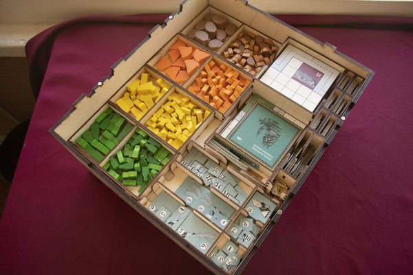 Food Chain Magnate + Ketchup Expansion (Sans Milestones cards) Full Wooden Storage Solution - The Nifty Organizer