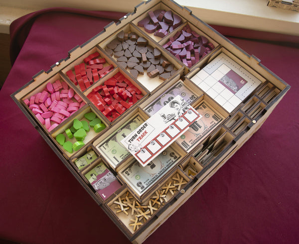 Food Chain Magnate + Ketchup Expansion (with Milestones cards) Full Wooden Storage Solution - The Nifty Organizer