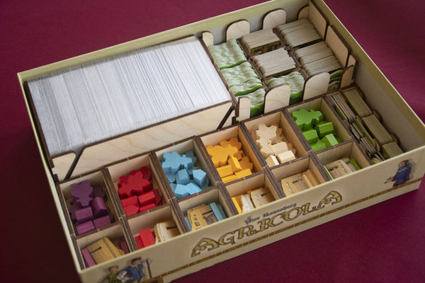 Agricola Revised Edition + 5-6 player expansion + Farmer of the Moor expansion Wooden Insert/Organizer - The Nifty Organizer