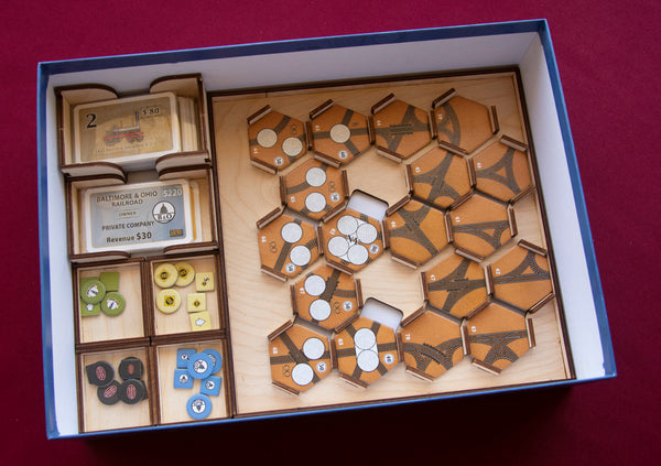 1830: Railways & Robber Barons Wooden Insert/Organizer (Look Out Games 2018 Edition) - The Nifty Organizer