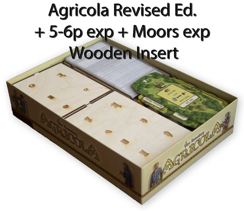 Agricola Revised Edition + 5-6 player expansion + Farmer of the Moor expansion Wooden Insert/Organizer - The Nifty Organizer