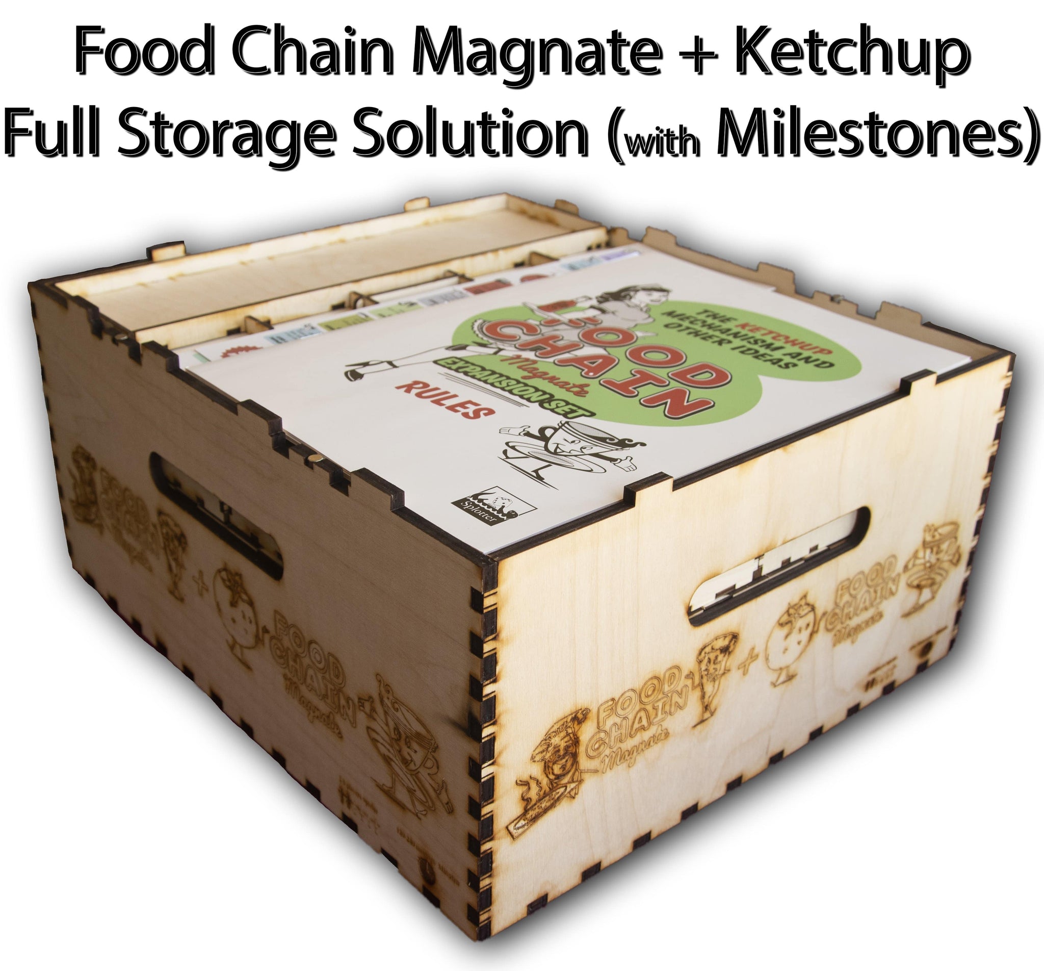 Food Chain Magnate + Ketchup Expansion (with Milestones cards) Full Wooden Storage Solution
