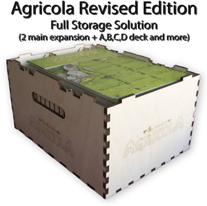 Agricola Revised Edition (5-6 player and Farmers of the Moor expansion + A,B,C,D deck) Full Wooden Storage Solution - The Nifty Organizer