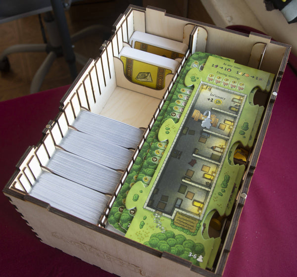 Agricola Revised Edition (5-6 player and Farmers of the Moor expansion + A,B,C,D deck) Full Wooden Storage Solution - The Nifty Organizer